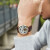西亚尼手表男士机械表镂空多功能时尚防水全自动运动腕表 金白黑皮