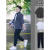 MODX两件套男短袖韩版宽松五分袖假两件大码衬衣ins衣服 黑色衬衫冰丝裤V65 M