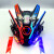 赛博朋克面具铁血战士头盔cosplay机械战术面罩发光全脸防毒面具 白色灯条双机翼+侧灯+头套