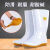 白色食品级雨鞋防滑耐磨柔软不发硬劳保食品水产雨靴胶鞋中高筒雨 平底高筒 筒高38厘米 43