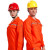久臻 HCJ1531-22 长袖工作服套装劳保服翻领大口袋安全反光条男发分体套装 橙色整套 S