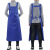 韩版双肩背带围裙超市工作服加大长防油时尚美发厨房防水围裙 深蓝色小号