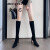 奢梵芯巨美自留Chic韩国黑色粗跟高跟弹力瘦瘦长靴女高筒靴骑士靴子 34 黑色（单里）