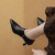 CAT AI TATA小跟短靴女细跟秋冬款韩版简约侧拉链深口单鞋及裸靴6CM 棕色 34
