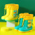 谋福（CNMF）儿童卡通雨靴 中大童雨鞋 学生防水雨靴加绒可拆卸水鞋 蓝色 34-35(210) 