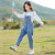 路蒙卡帝（REMCAOTI）女童秋装新款洋气时髦套装秋季中大童儿童装背带裤两件套 牛仔背带裤-单件 150cm