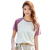 艾路丝婷撞色插肩袖T恤女2023年夏装新款半袖小众设计感刺绣上衣03781 灰白色 M