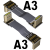 ADT标准型HDMI2.0公对公延长线 支持2K/144hz 4K/60Hz 弯头扁平线 A3-A3 20cm