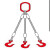 HILLSLING 山水 编钢丝绳三爪式 D16X1.5M，三腿，含一个吊环，3个3吨吊钩