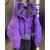 WLSFIJ雅依婷穿搭女装冬装厚外套紫色连帽毛毛领棉服女小个子保暖外套 紫色外套 S