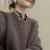 艾格棕色圆领毛衣女秋冬新款针织衫套头慵懒风加厚上衣外套 棕色 S(推荐75-90斤)