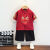 迪士尼（Disney）男童汉服夏季中国风周岁棉麻唐装礼服套装民族风女宝宝儿童表演服 福鹿红色 110
