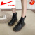 小回力家20-30岁女士皮鞋子2024的新款韩版英伦风马丁靴女小个子百搭回力 黑色 35