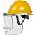 代尔塔（DELTAPLUS）安全帽带面罩全脸防护透明PVC铝包边烧焊防飞溅防冲击打磨面屏 红色安全帽+支架+3张面屏