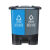 分类双桶垃圾桶公共场合三商用厨房干湿分离二合一脚踏可回收 80L新国标加厚款蓝+红 新料加厚