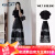 KULLA新中式女装复古国风明制改良汉服黑色马面裙套装2023年新款夏季 黑色上衣 S