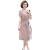 秋星福（QIUXINGFU）2023新款妈妈夏装时尚洋气连衣裙中老年长裙女士气质雪纺高贵裙子 粉色 3XL 建议120-135斤