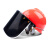 筑采（ZHUCAI）电焊面罩 防护面屏配安全帽式透明防冲击防油飞溅打磨红安全帽+支架+黑色包边屏