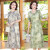 CAT AI TATA气质优雅连衣裙夏季新款复古彩绘装时尚减龄显瘦潮 绿色 XL(85-95斤)