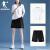 乔丹运动套装女宽松大码2024夏季新款透气速干短袖t恤短裤健身两件套 黑色+白色 M