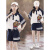 奥楠诺女童短袖套装夏季2024新款韩版运动服儿童装中大童女孩休闲两件套 藏青色 170cm