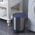 中环力安 北欧不锈钢垃圾桶分类方形脚踏式有盖厨房客厅创意废纸篓 圆形蓝色