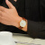 碧允男士手表简约商务防水石英国产成人腕表男款 金壳白面诵皮表带+Q