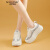 森罗 帕拉（Senro pala）内增高小白鞋2024夏季新款厚底松糕鞋网面透气运动鞋韩版系带女鞋 白色 34