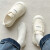 科顿杰斯今年流行的小白鞋女2023年新款厚底松糕魔术贴休闲板鞋面包 米白色 36