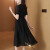 GUNHILD新中式国风刺绣黑色连衣裙女2024夏季新款立领收腰显瘦天丝裙子 黑色 M