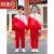 等兄临 班服小学生校服春秋装三件套中国风红色儿童运动服套装 红色校服长袖两件套(男女同款) 170