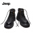 吉普（JEEP）马丁靴男款秋季黑色高帮休闲皮靴男士中帮英伦风工装靴子 黑色 39