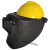 高空作业电焊帽式面罩配安全氩弧焊头戴式焊工卡扣全脸防护 拉簧面罩+PE安全帽（黄色） +2个镜片 编号8