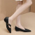 森莱美尖头软底单鞋女低跟粗跟小皮鞋2024新款法式女鞋高端气质优雅瓢鞋 黑色 35