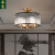 禾亮 轻奢客厅吊灯全铜水晶灯现代家用大厅铜灯新中式餐厅灯具68002 68002-1X吸顶-三色灯泡