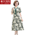 素衣玛玛中年妈妈夏装短袖连衣裙中老年女洋气雪纺裙子贵夫人气质显瘦长裙 绿色 XL 建议90-105斤