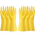 伏兴 牛筋乳胶手套 防水防油耐酸碱橡胶手套 常规款 黄色10双装 M中码