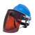 电焊面罩安全帽护罩一体带烧焊防护面具面屏配帽防冲击耐高温化工 支架+茶屏+蓝安全帽