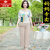 俞兆林（YUZHAOLIN）品牌妈妈休闲时尚短袖套装2024夏季新款中老年女洋气质夏装40岁两 红色 4XL 【135-150斤】