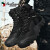 西域骆驼冬季男士棉鞋高帮加绒加厚迷彩中年东北户外雪地靴冬天防滑防水保暖登山鞋 黑色 40