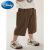迪士尼（Disney）童装男童短裤外穿夏季儿童竖条纹薄款七分裤中小童休闲裤子 咖色 100cm