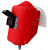 *定制头戴式电焊面罩红钢纸焊帽焊工防护焊接氩弧焊防火星防高温 白帽可视窗不翻盖带卡槽