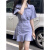VJMJ紫色牛仔连衣裙女夏季2024新款韩版设计感显瘦鱼尾裙子潮 紫色 高质量现货 s
