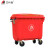 艾科堡工业垃圾车垃圾桶户外带轮子大号分类垃圾车660L升 红色带盖