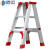 穆运 梯子人字梯折叠伸缩加厚铝合金人字梯室内多功能伸缩楼梯工程梯装修脚架梯（1.5米高红） （0.8米红）