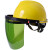安全帽防护面罩头戴式电焊工带耐高温脸面部防尘用防农药飞溅面屏 绿色面屏+黄色安全帽