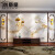 瑞凯威新中式电视背景墙壁画装饰实木线条边框造型客厅中式花格背景墙 款式四烤漆白木背景墙包壁画