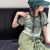 fhhuabd女童短袖长裤两件套大童小女孩薄儿童工装子 绿色套装 120cm