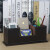 槿瑰【轻奢高品质】皮革办公室桌面收纳盒架办公桌双笔筒创意可爱韩版 咖色牛皮纹
