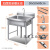 不锈钢水槽单双三槽带支架厨房洗菜盆洗手盆洗碗池水池商用 1456080cm三槽加厚款
